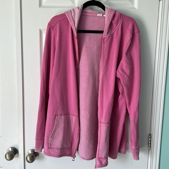Pink vintage-wash zip up hoodie - Picture 6 of 8